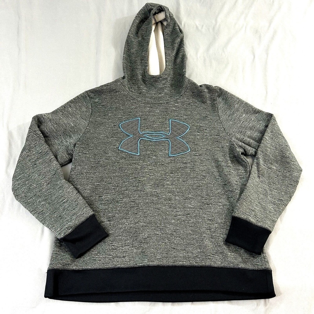 Under Armour Hoodie Womens‎ Large Grey Pullover Loose ColdGear Sweatshirt